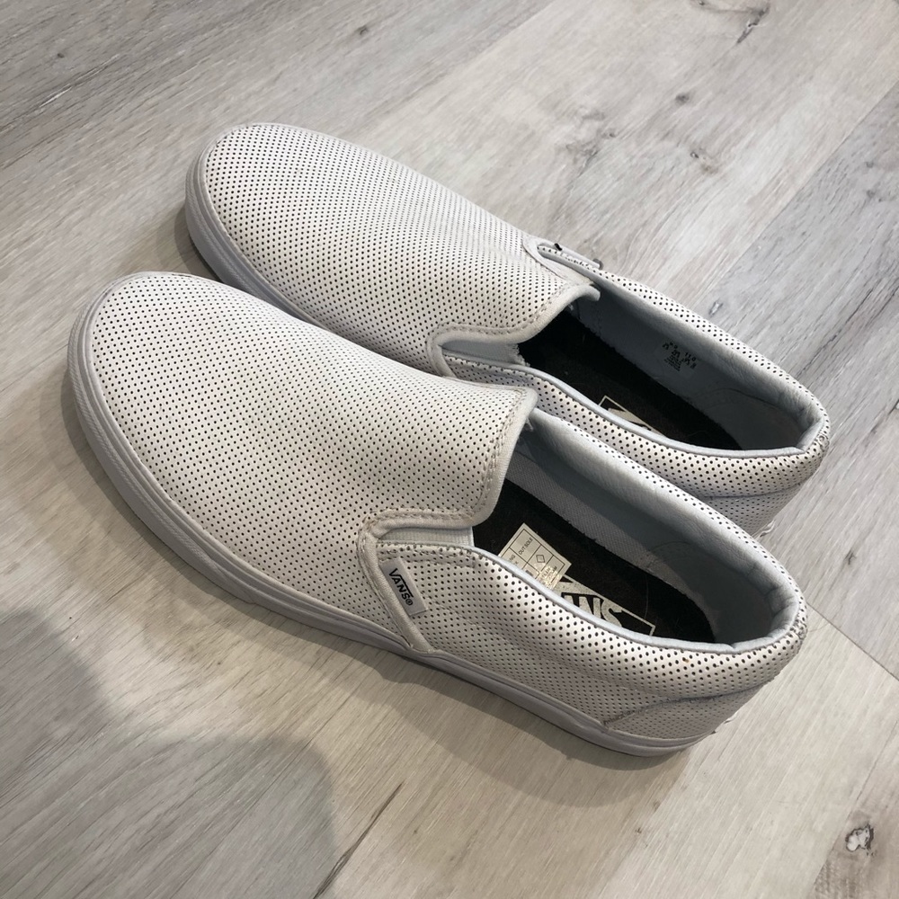 White slip on vans